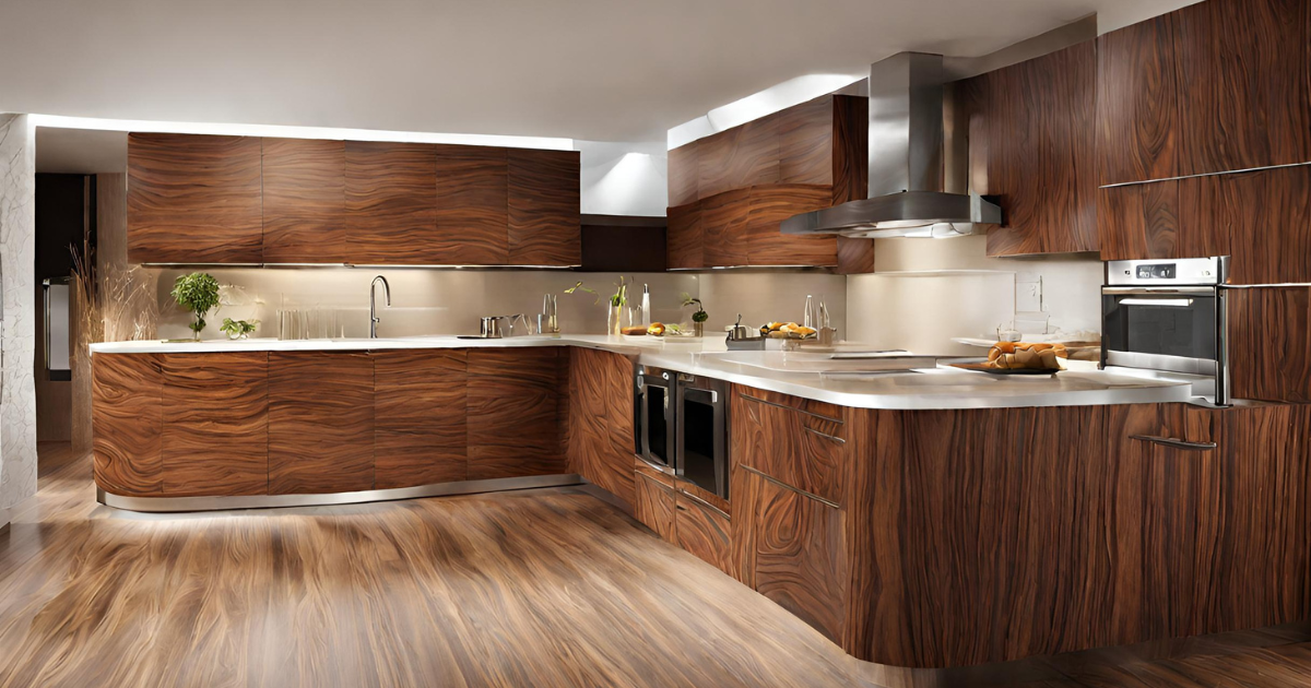 Wood Grain Kitchen Cabinets