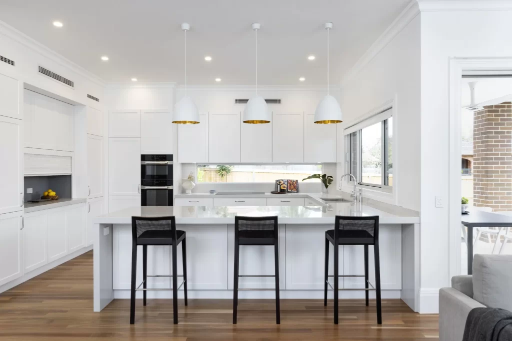 White U-Shaped Peninsula Kitchen