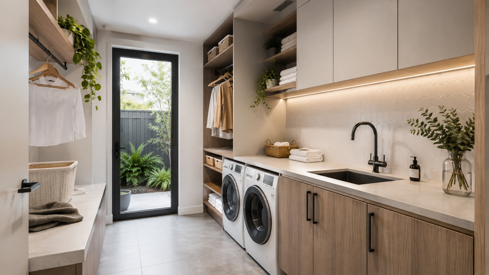Custom laundry renovation in Sydney with practical cabinetry and storage
